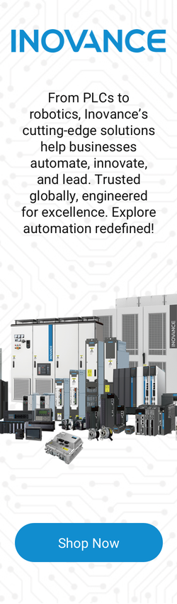 Banner showcasing Inovance, China’s leading industrial automation company, highlighting advanced PLCs, robotics, and automati